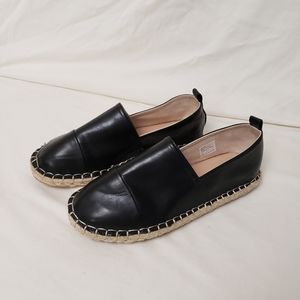 A MTL 1980 Black Faux Leather Espirilldas Classic Women Size 7W NWOT